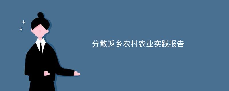 分散返乡农村农业实践报告